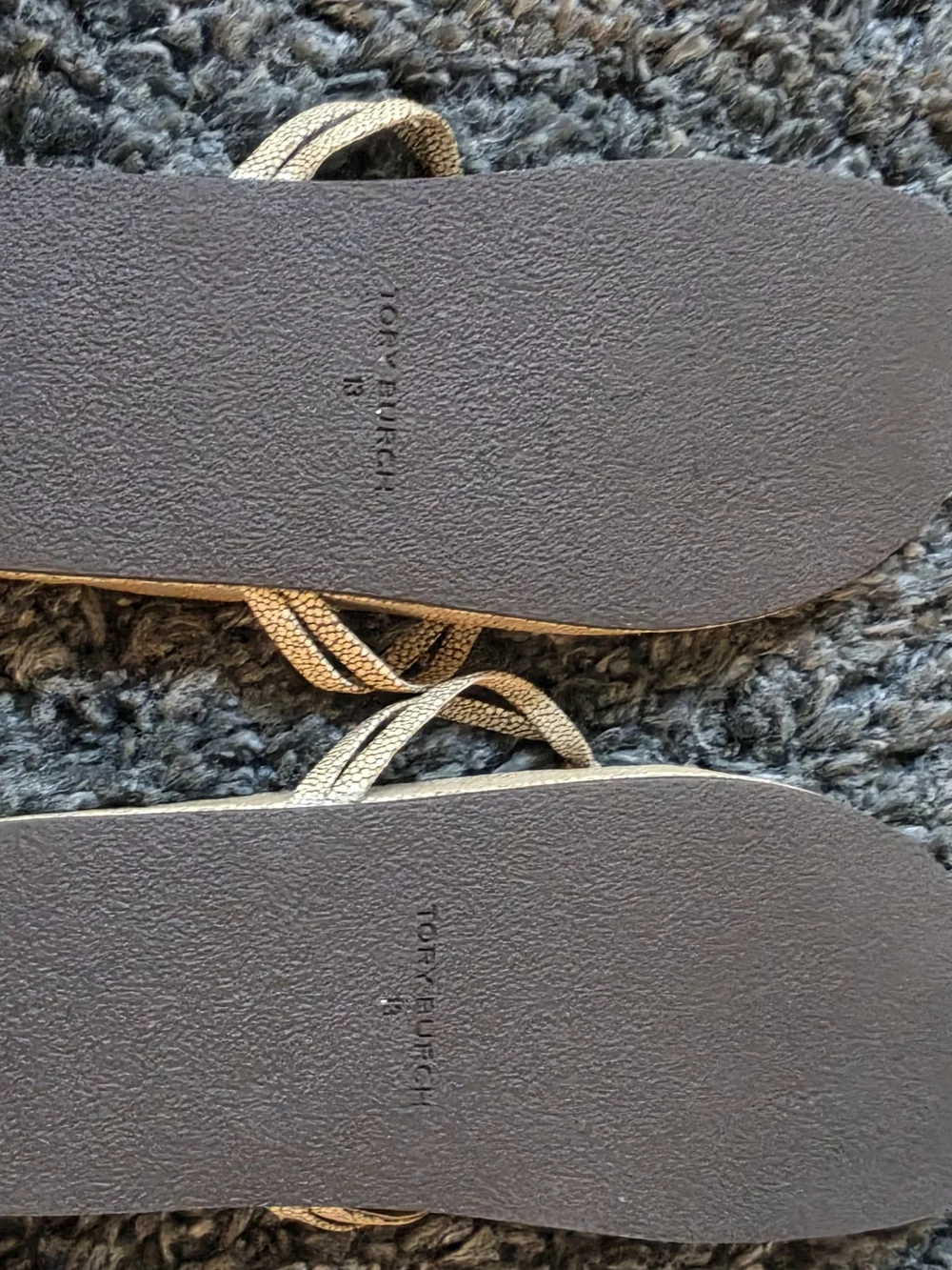 Tory Burch Beige Logo Thong Sandals Size 13